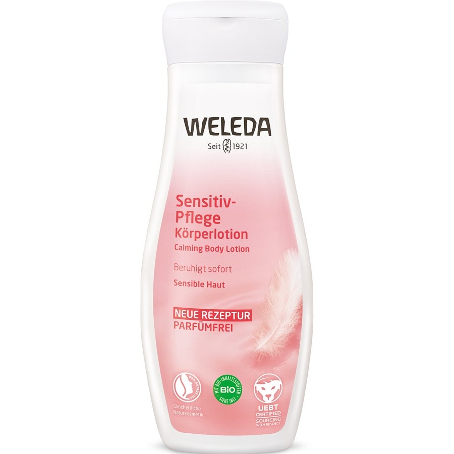 

Лосьон для тела Weleda Sensitiv-Pflege Körperlotion, Pflegt und beruhigt empfindliche Haut sofort, parfümfrei 200 ml