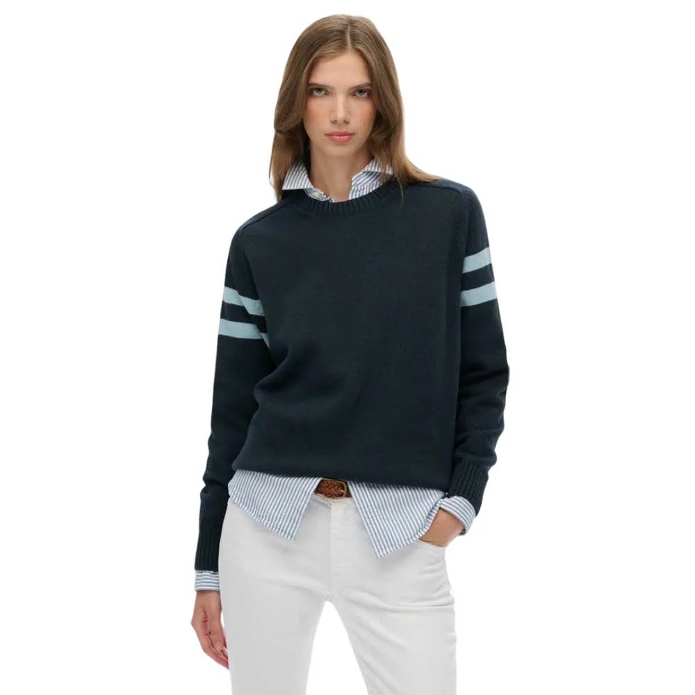 

Свитер Superdry Relaxed Stripe Knitted, синий