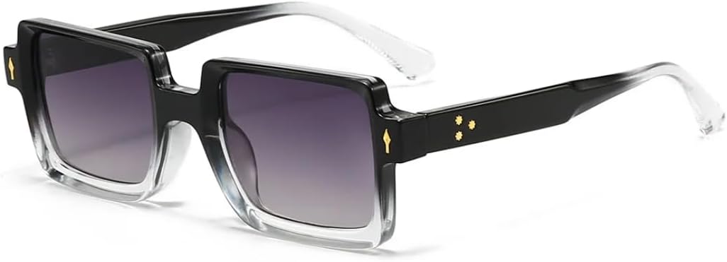 

Винтажные женские солнцезащитные очки, модные двухцветные мужские солнцезащитные очки в стиле панк с заклепками и градиентом, защита от УФ-излучения UV400 SZVVBKK, Black Grey