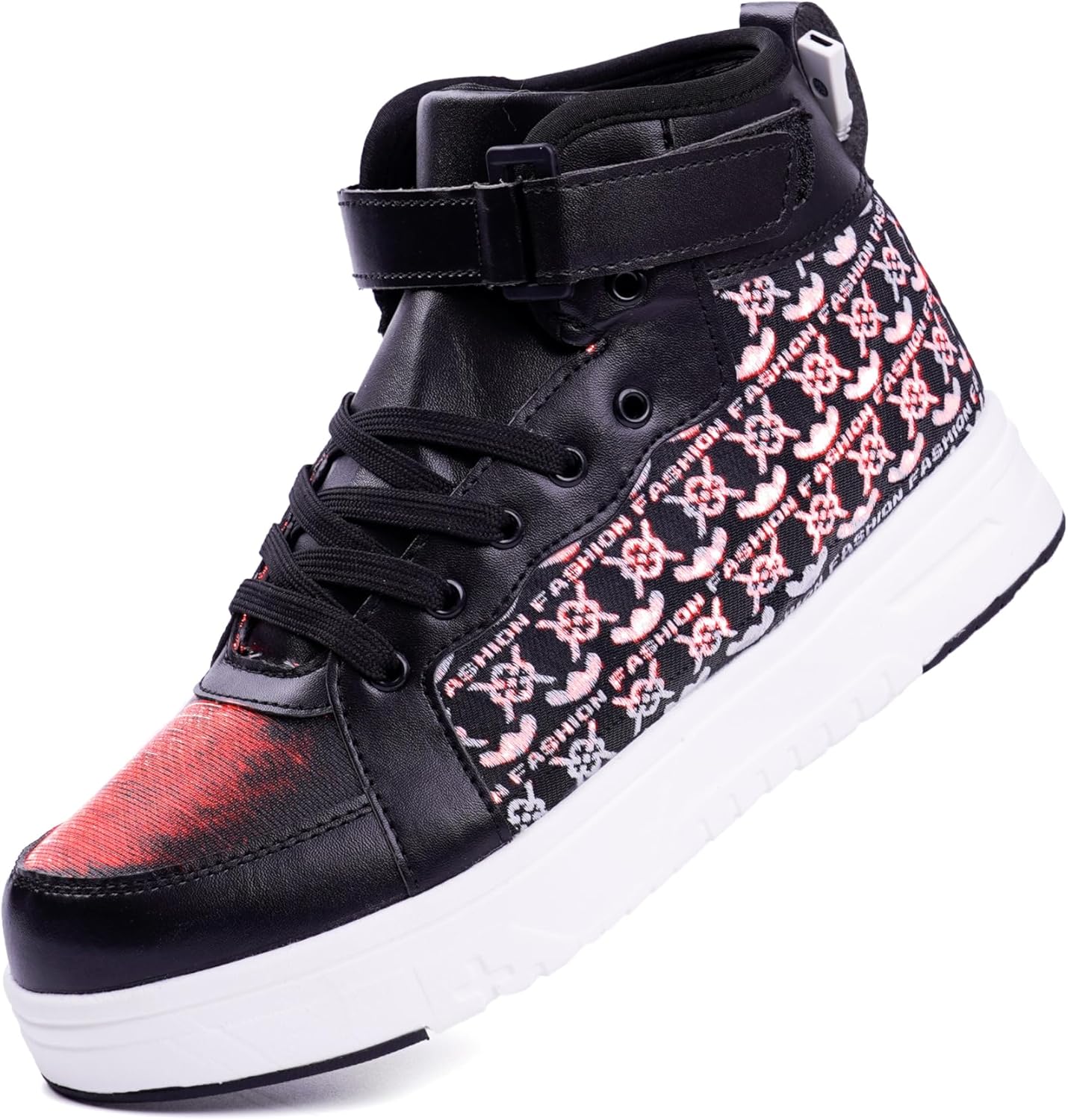 

Светящиеся светодиодные кроссовки на высокой подошве для женщин и мужчин, хип-хоп обувь для танцев на Хэллоуин и Рождественскую вечеринку с USB-зарядкой Pyyiqi, черный