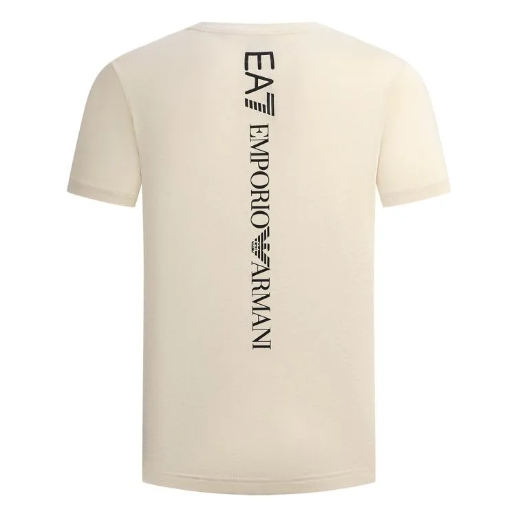 EMPORIO ARMANI Футболка Unisex Beige Yellow Crew Neck Moderate Straight Fit — фото 4
