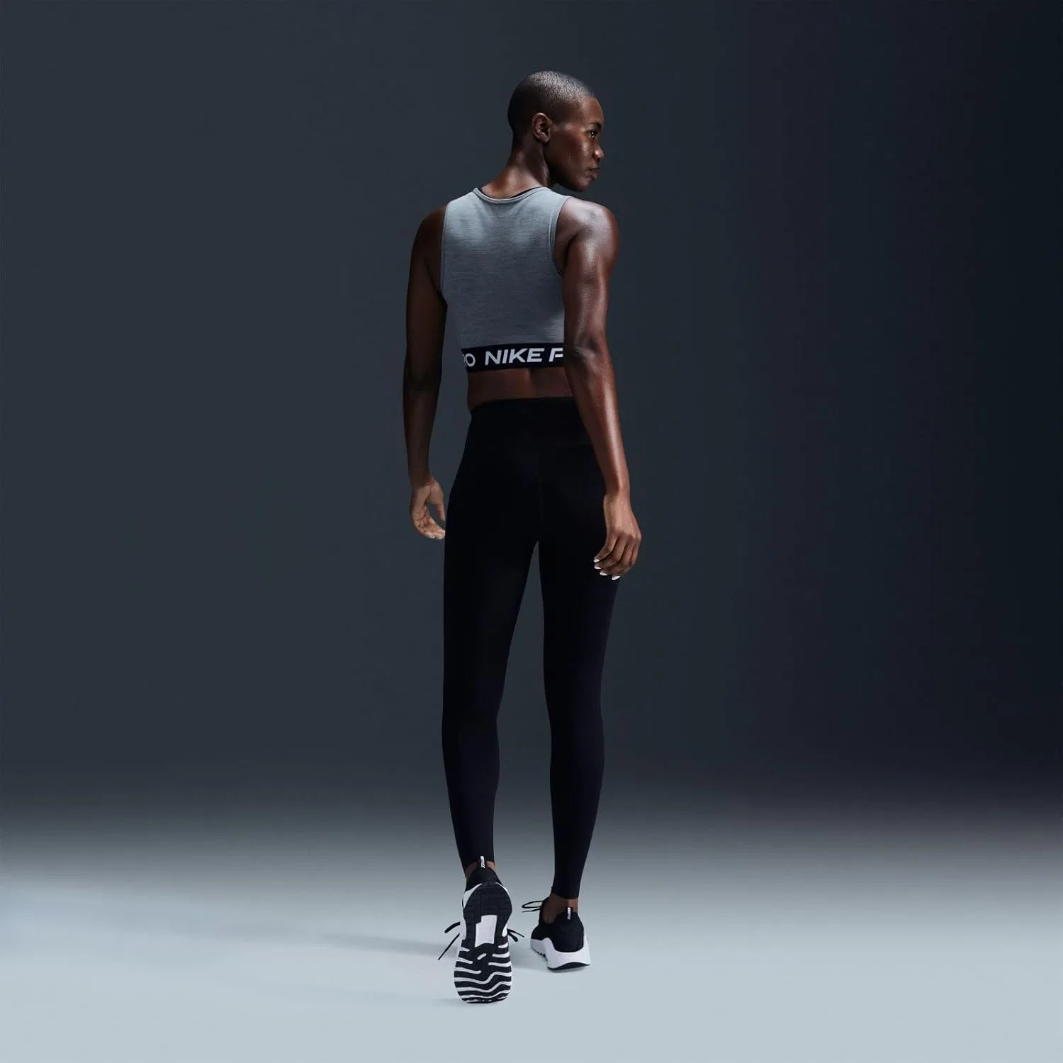Топ женский Nike Pro Dri-FIT, Smoke Grey/Heather/White — фото 2