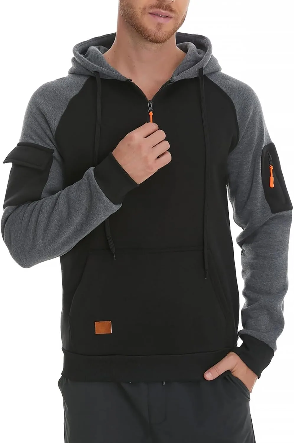 

Тактический худи для мужчин Vintage 1/4 Zip с капюшоном и карманами карго