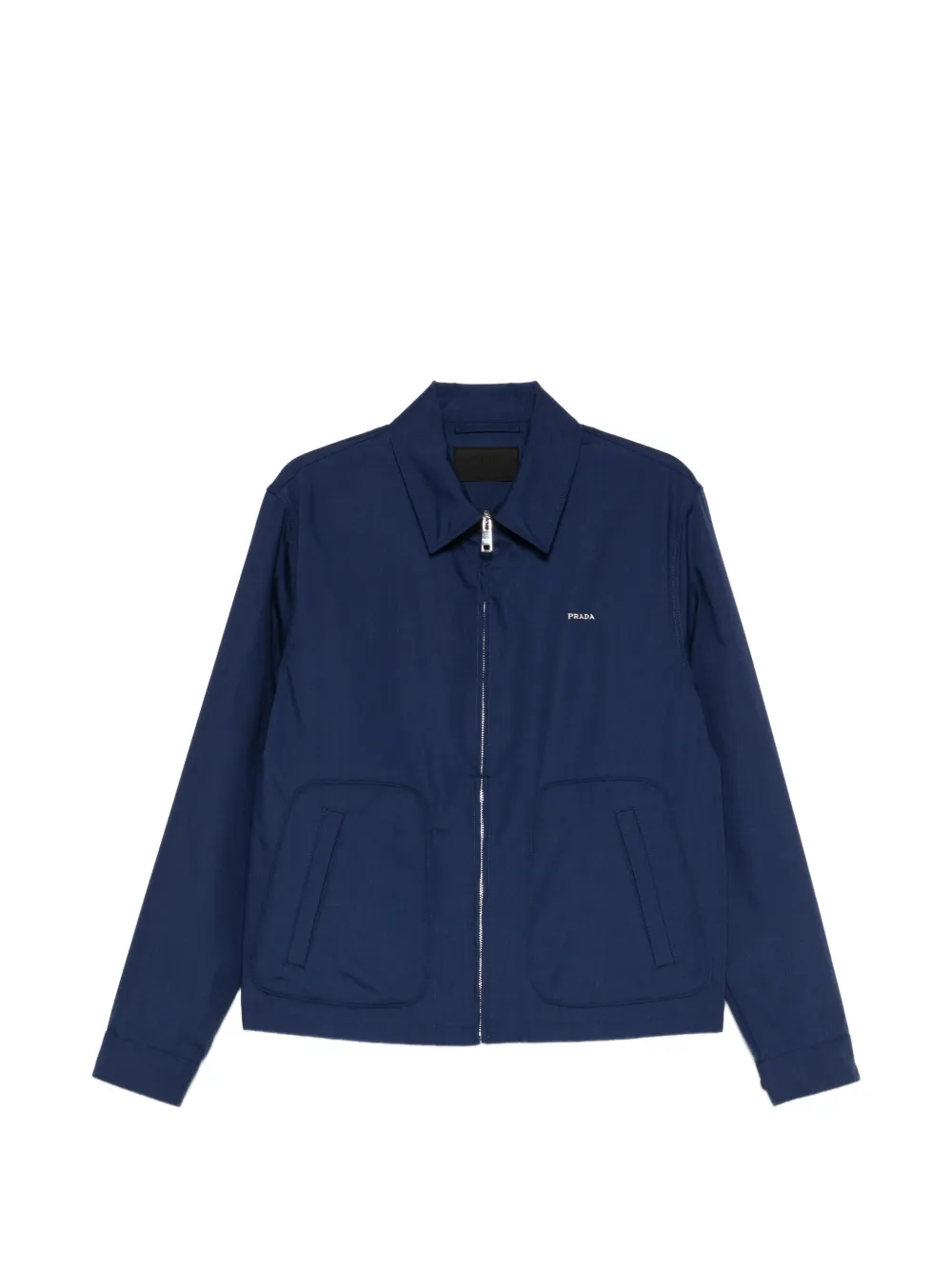 

Куртка с логотипом на молнии Prada, синий