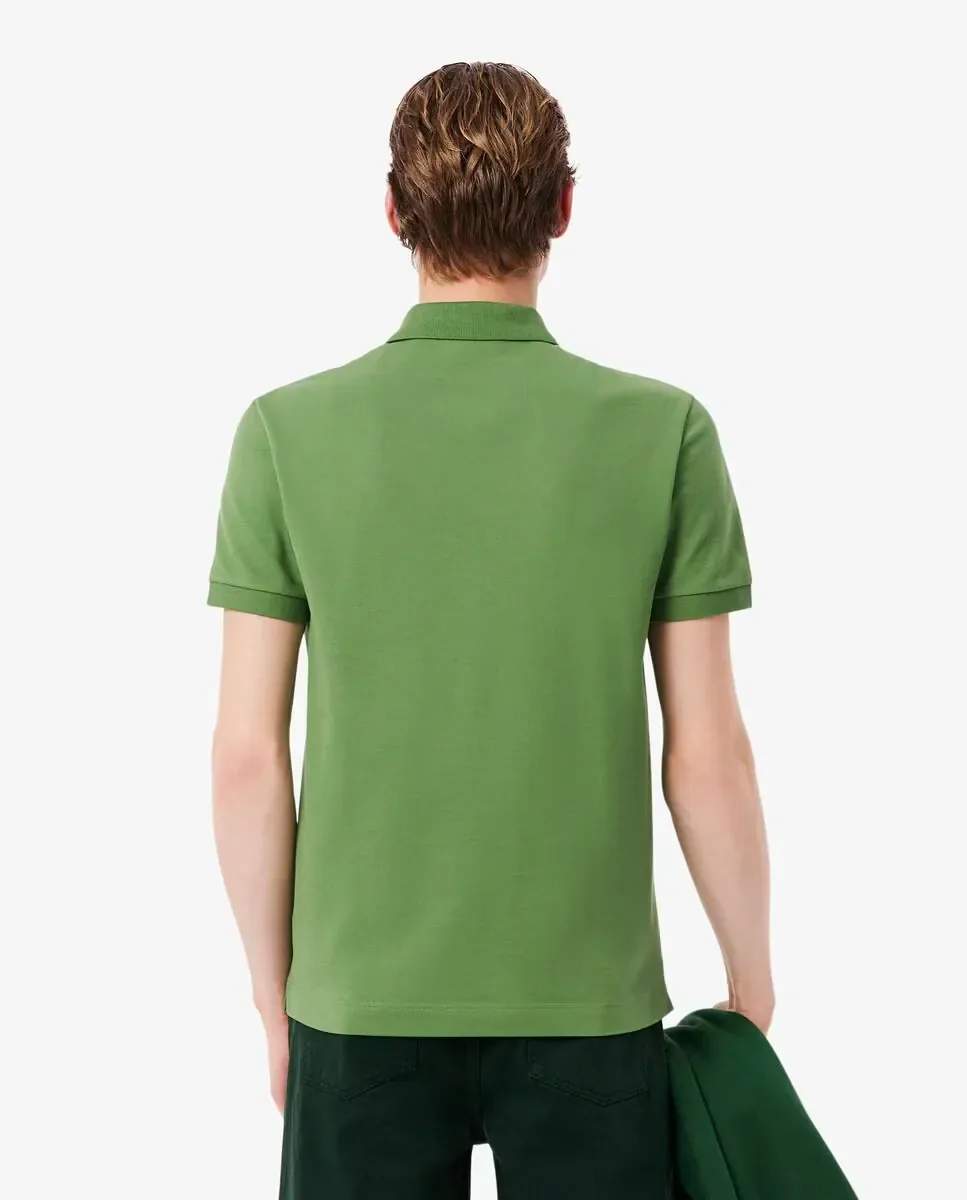 Мужское поло прямого кроя Paris из эластичного пике с короткими рукавами Lacoste, зеленый — фото 2