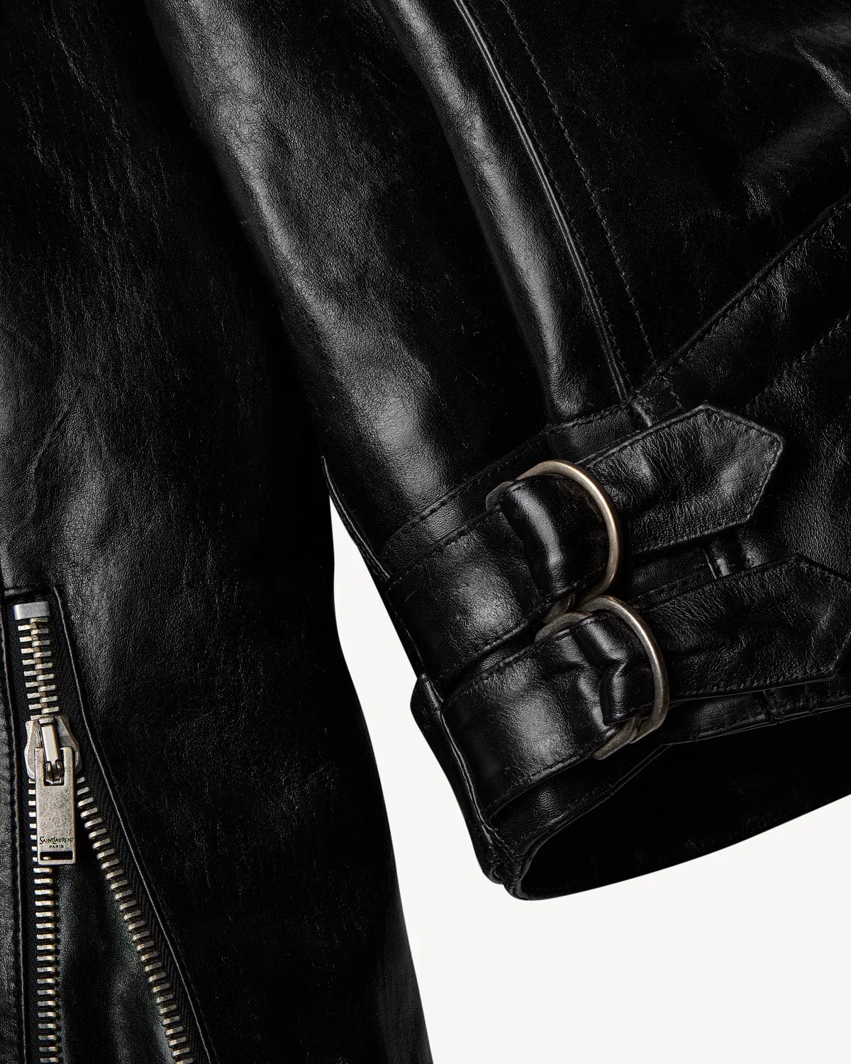 Косуха из зернистой кожи Saint Laurent, черный — фото 4