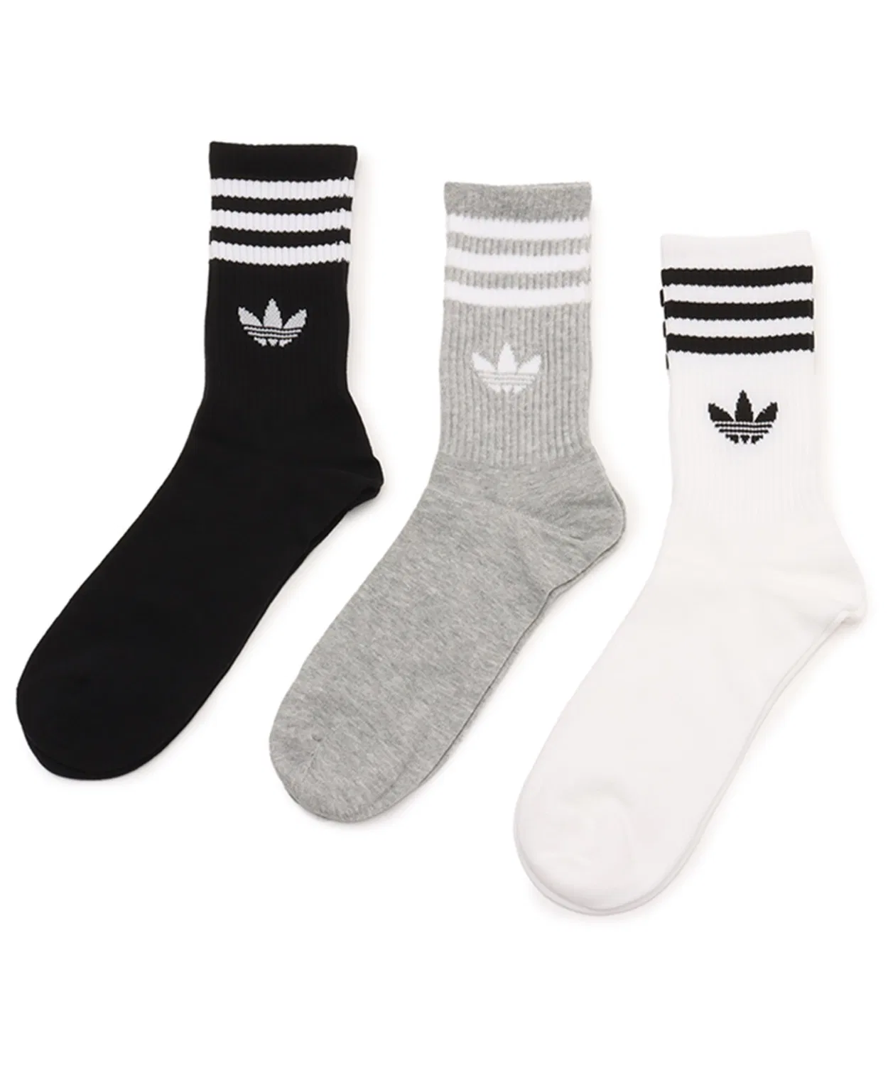 Носки adidas 3 Stripe Crew 3 пары, белые — фото 3