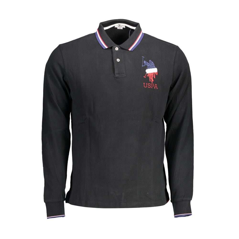 Черная хлопковая мужская рубашка поло U.S. Polo Assn.