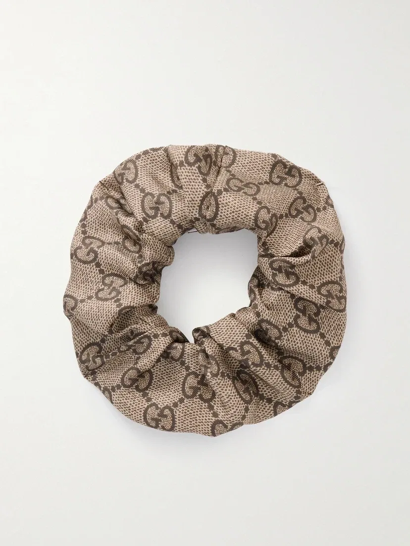 Резинка для волос из шелкового жаккарда Gucci, бежевый
