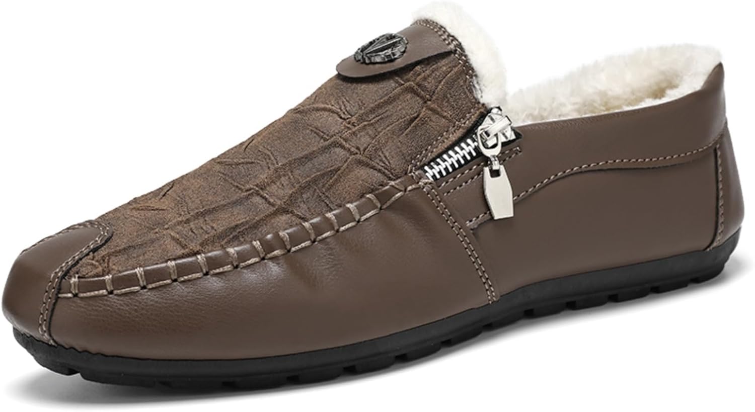 

Мужские лоферы с утеплителем из флиса, мягкие теплые слипоны, стильные и удобные для повседневной носки зимой и ежедневных поездок Khwfjas, коричневый