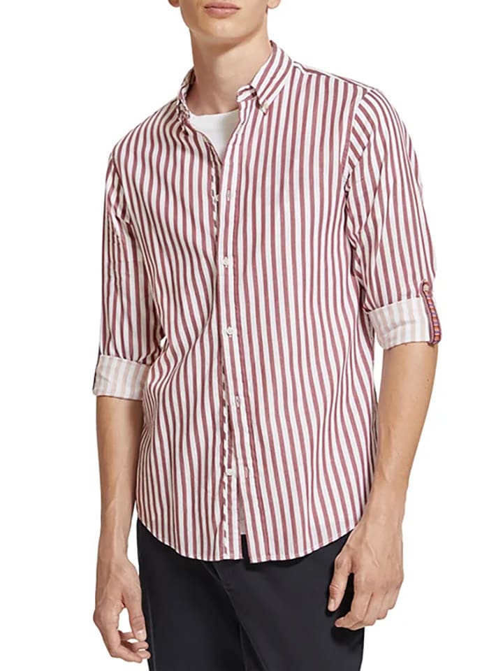 

Рубашка Scotch & Soda, цвет bordeaux/weiß