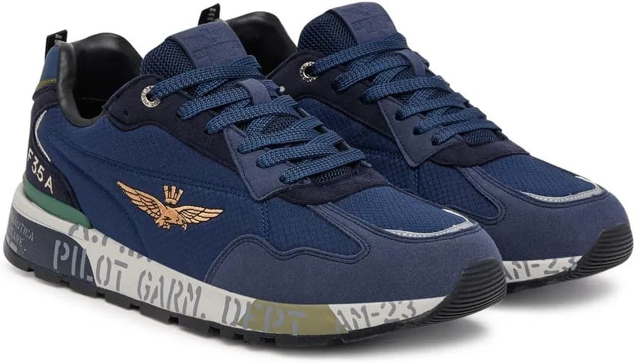 Мужские кроссовки Aeronautica Militare с сетчатой ​​подошвой и принтом 252SC0276UCT04249 8057630567825-46, Navy — фото 2