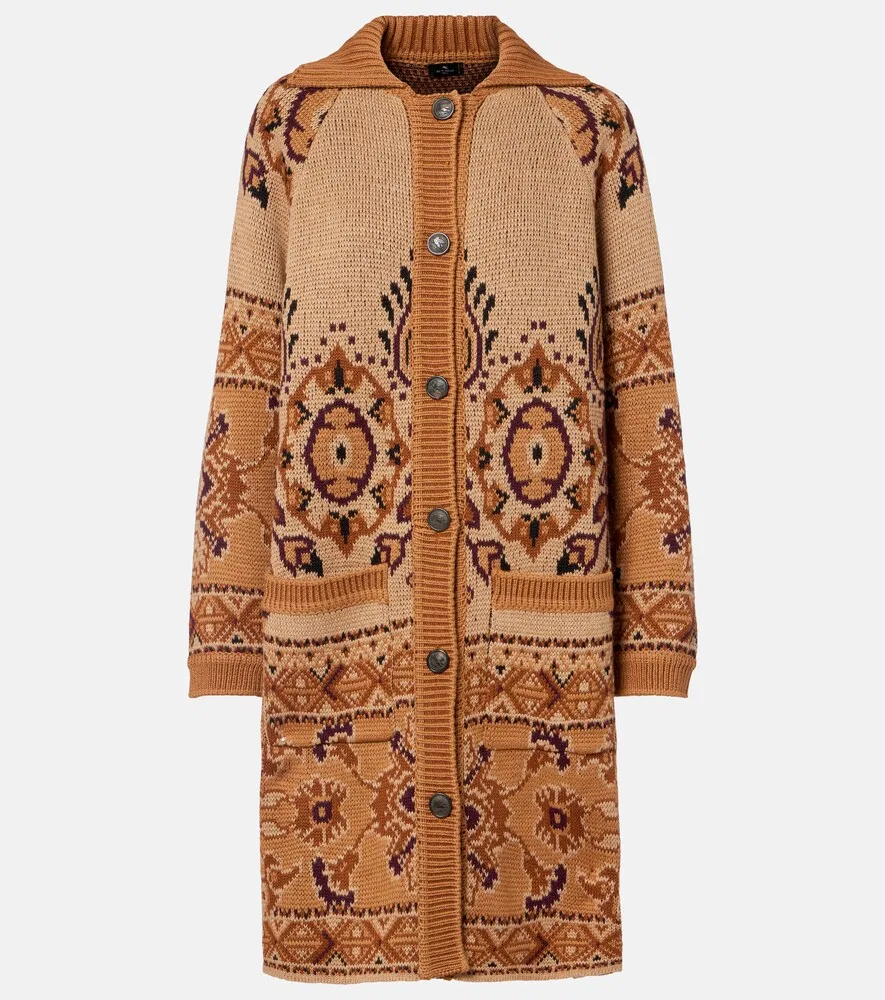 Кардиган из шерстяной смеси Etro, коричневый