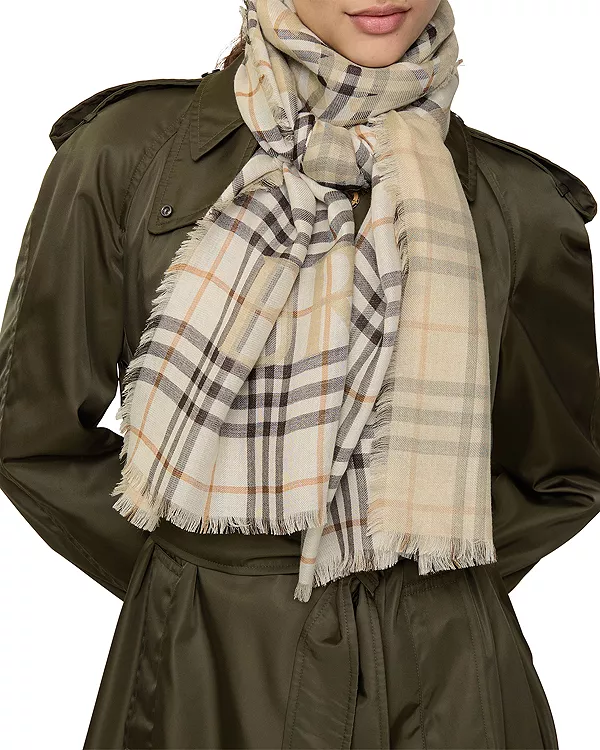 Шарф из шерсти и шелка в клетку Ekd Burberry, серый — фото 2