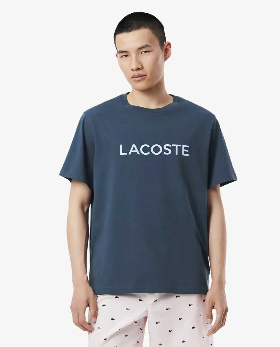 

Мужская хлопковая футболка для отдыха Lacoste, темно-синий