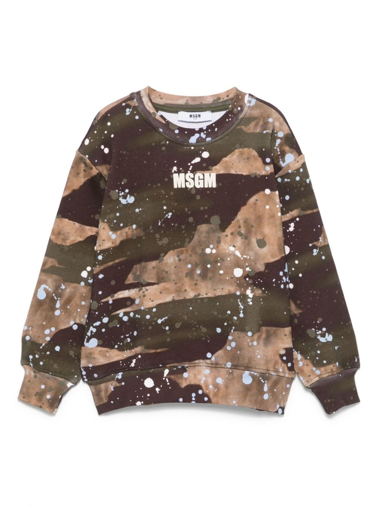 

MSGM Kids толстовка сс эффектом разбрызганной краски, коричневый