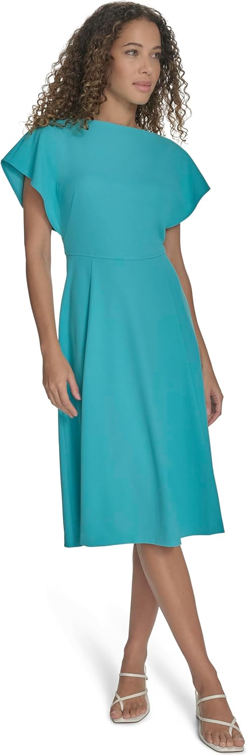 

Платье миди Calvin Klein Women's Scuba Crepe Event с короткими рукавами, Lake