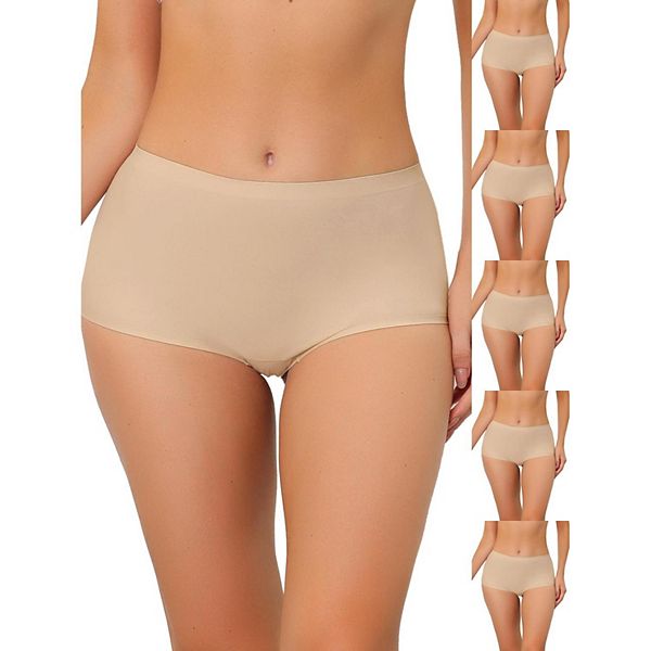

6 пар женских трусов-шорт без подкладки, невидимые, средняя талия, эластичные, однотонные Inspire Chic, Beige