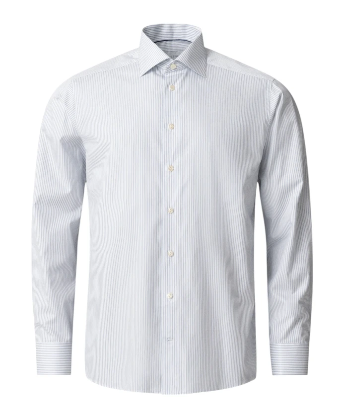 

Полосатая рубашка из тонкой саржи - приталенный крой. Eton, синий