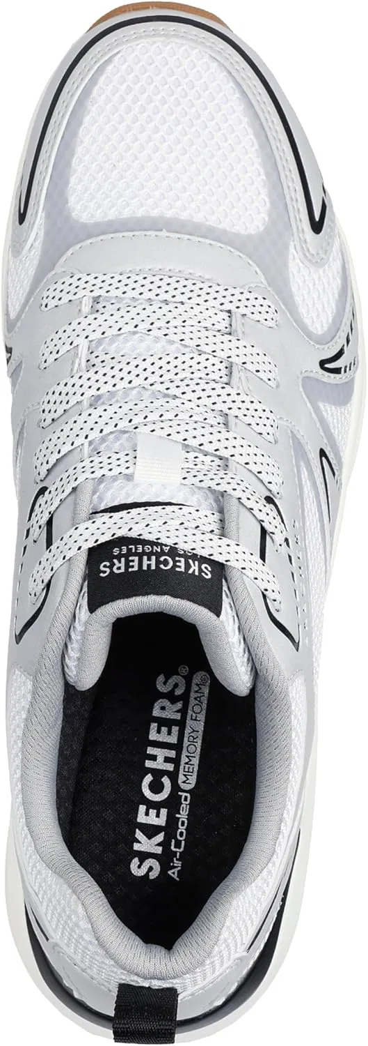 Кроссовки Skechers Herren UNO Ego Aurair, White And Silver Duraleather Hotmelt Mesh — фото 2