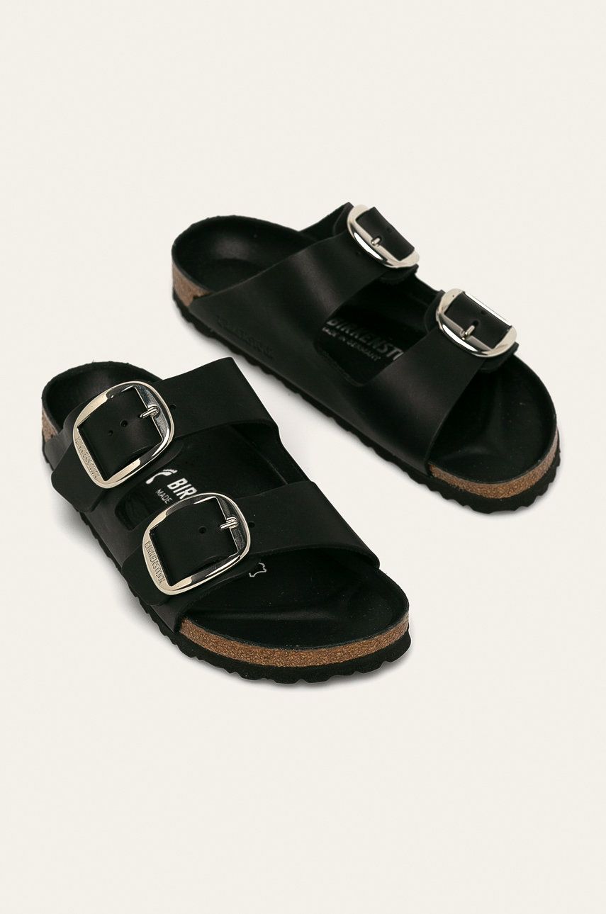 Кожаные шлепанцы Arizona с большой пряжкой Birkenstock, черный — фото 3