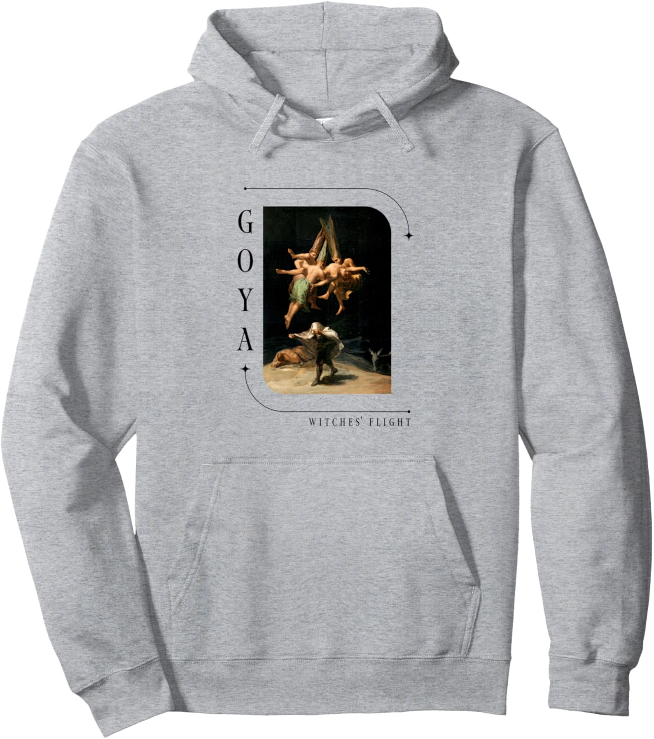 

Худи с дизайном Франсиско де Гойя «Ведьмин полет», ужасами и готикой Classic Art Design, серый