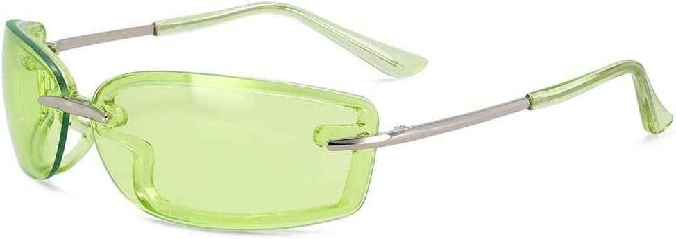 

Винтажные спортивные солнцезащитные очки для женщин, классический ретро-стиль, цветные зеркальные, без оправы, модные женские солнцезащитные очки без оправы KTUCN, C2green