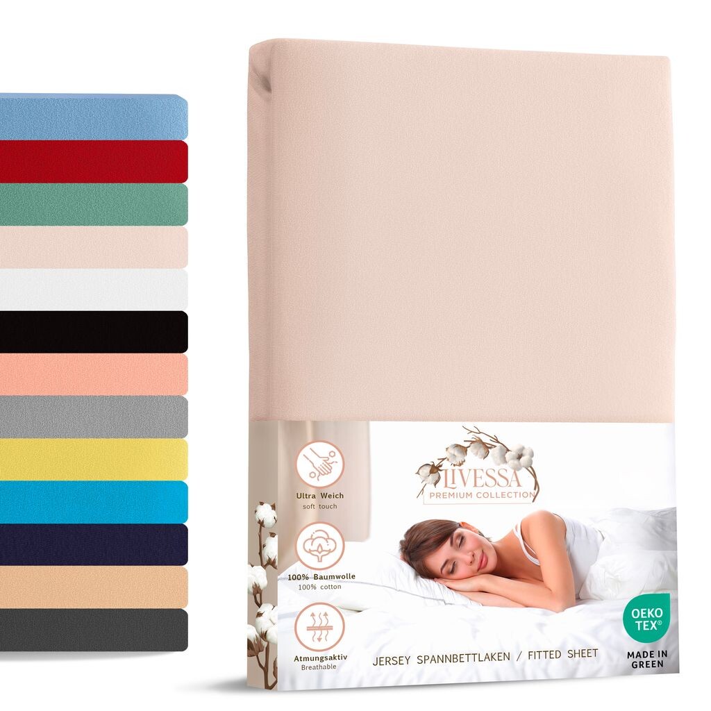 

Простыня трикотажная приталенная 70х140 см 100% хлопок пудра розовая livessa