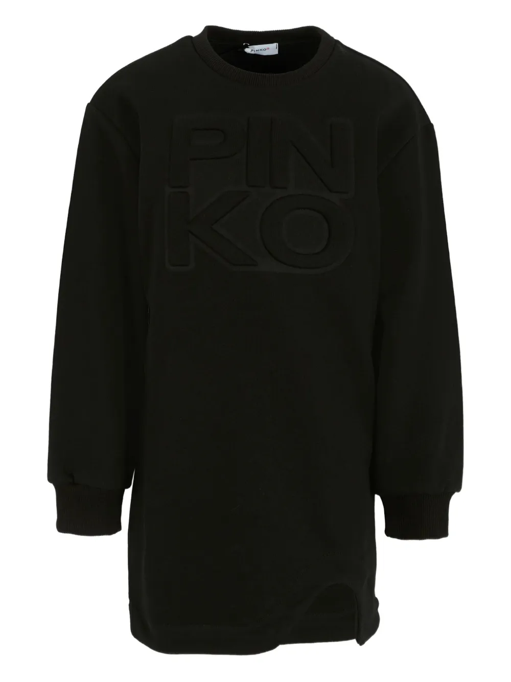

Повседневное платье из хлопка с тисненым логотипом Pinko Kids, черный