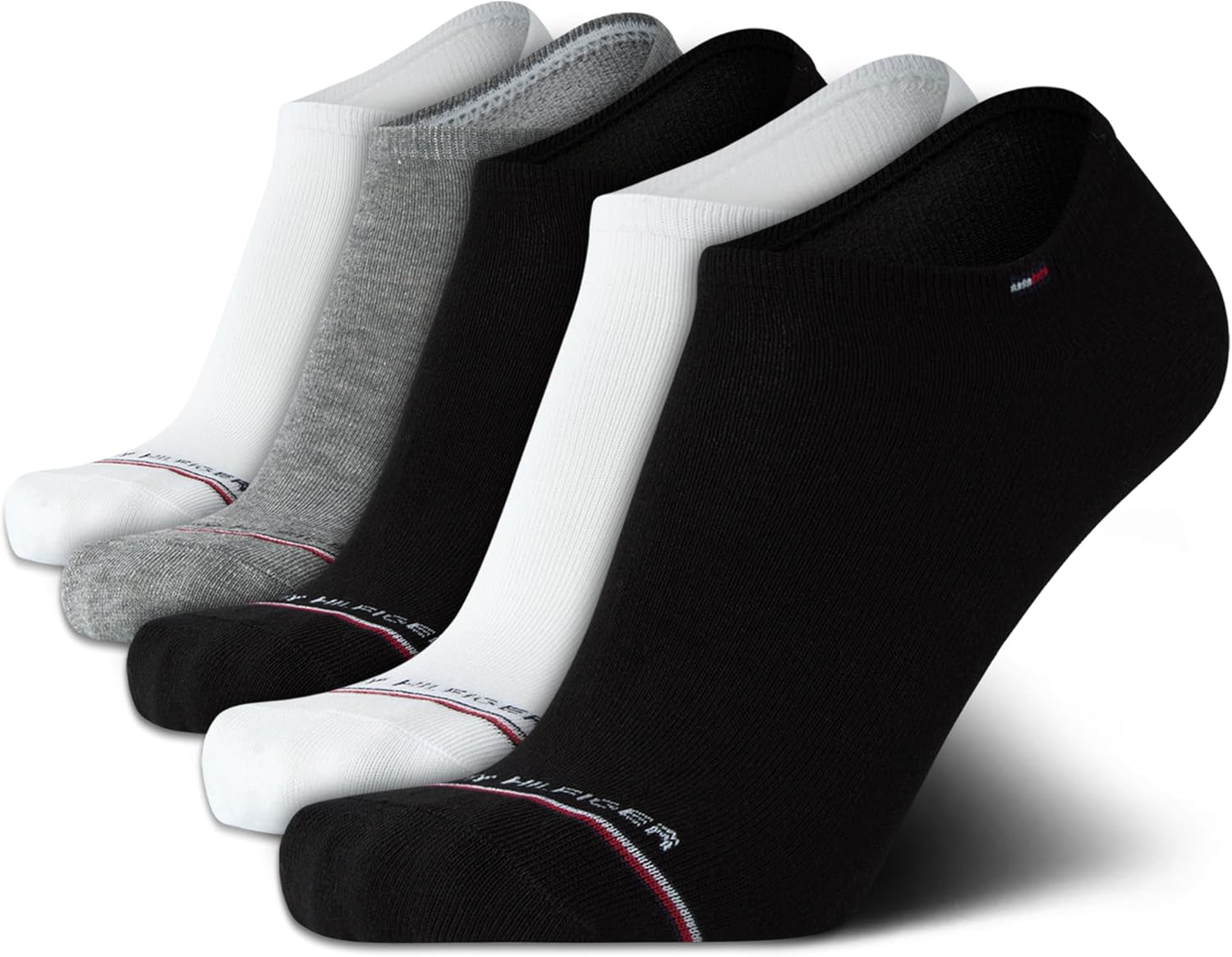 

Мужские носки Tommy Hilfiger до щиколотки - 5/6 пар в упаковке из хлопковой смеси, влагоотводящие, низкие, с поддержкой свода стопы, Black/White/Grey (5Pk)