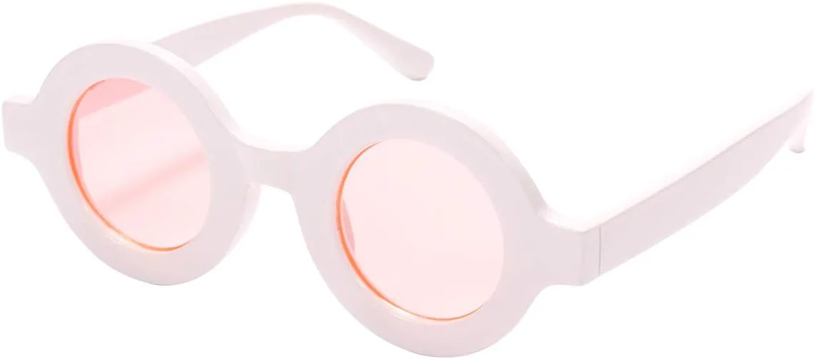 

Модные солнцезащитные очки в толстой, массивной круглой оправе, с защитой от УФ-излучения, для активного отдыха, разноцветные Fuaisi, White Frame / Pink Lens