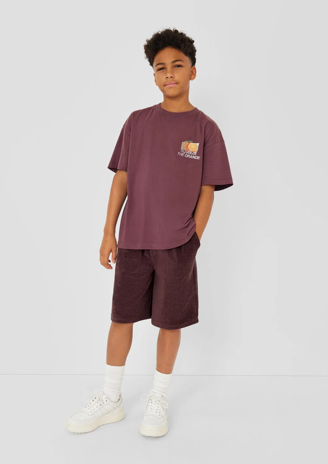 Шорты бермуды из махры, loose fit, s.Oliver, бордовый — фото 4