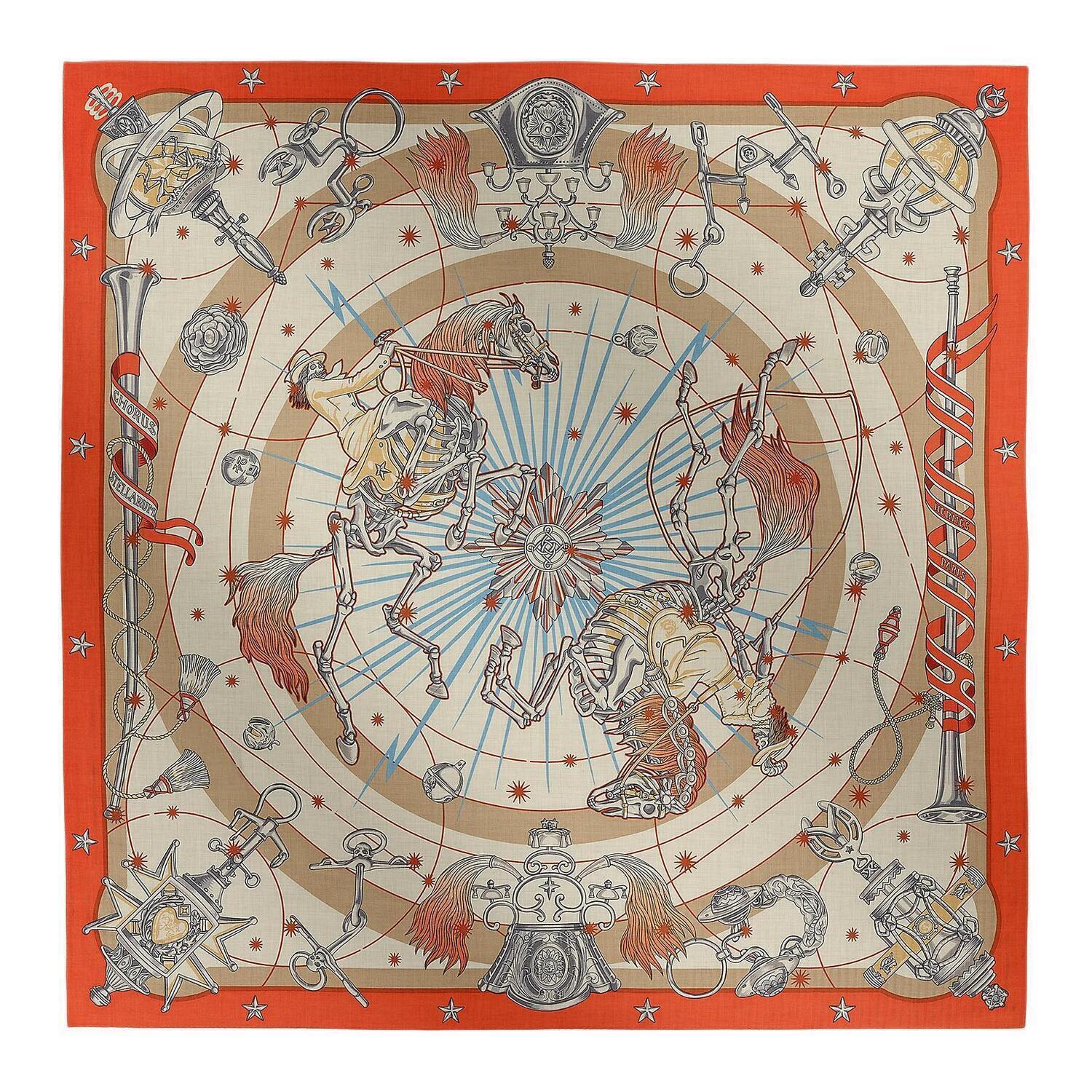 

HERMES Кашемировая шаль из шелка тутового дерева унисекс оранжевая, Orange