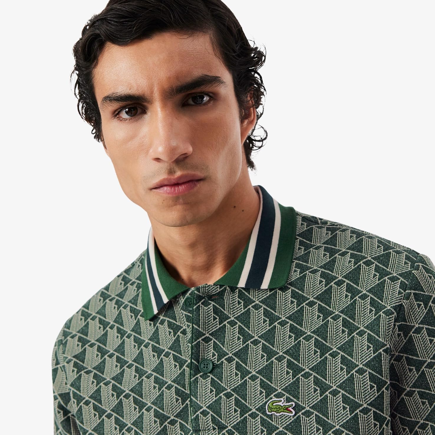 Мужская поло-рубашка LACOSTE с монограммой и жаккардовым узором — фото 3
