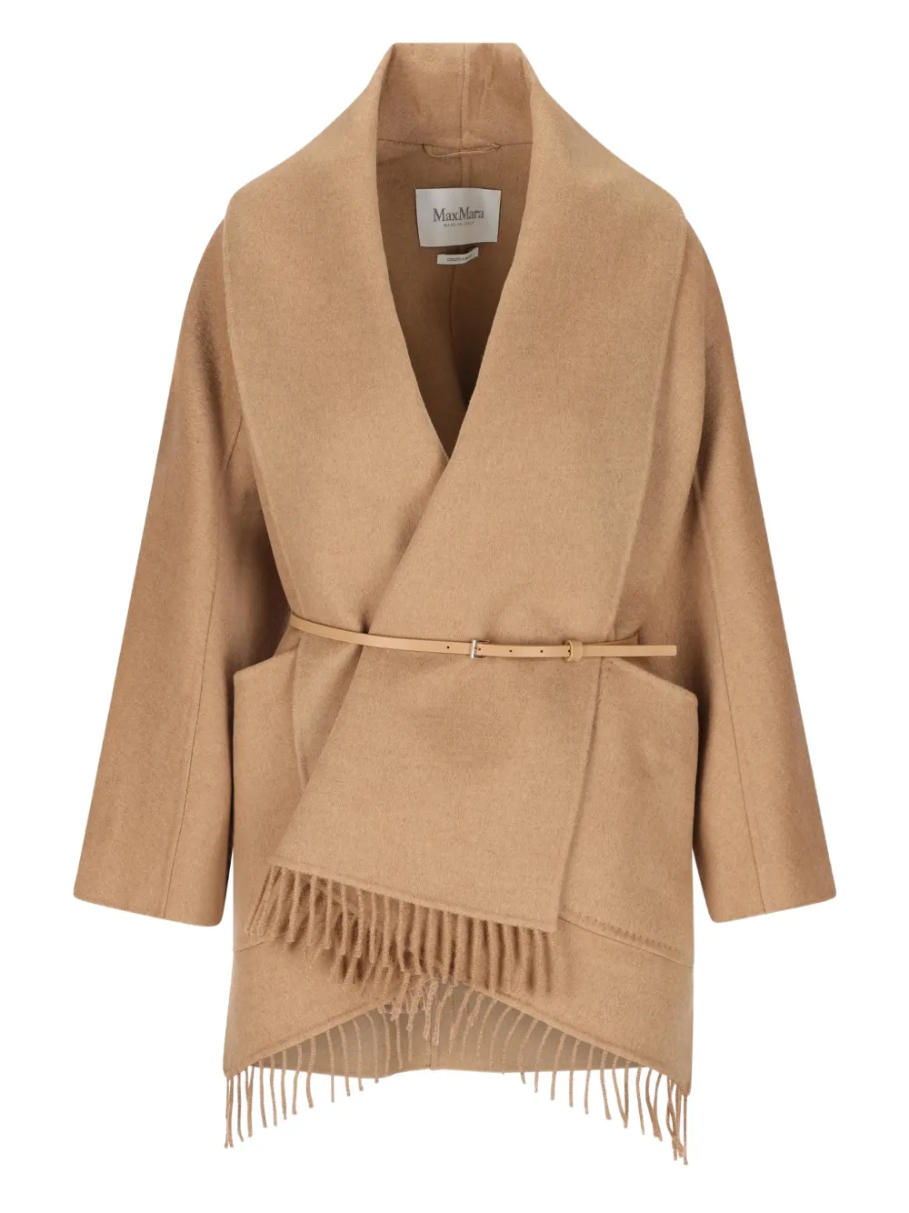 Длинное пальто с бахромой и длинными рукавами Max Mara, коричневый — фото 4