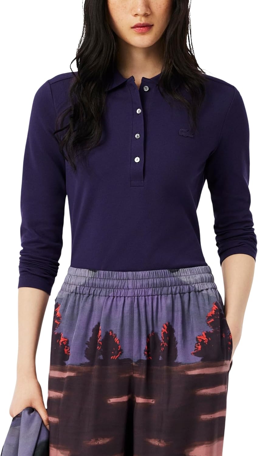 

Женская облегающая поло Lacoste L.12.d из стрейч-мини пике, Purple