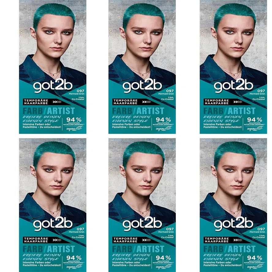 Временная краска для волос «Colour/Artist 097 Mermaid Green» от got2b, 6 шт. Got2B