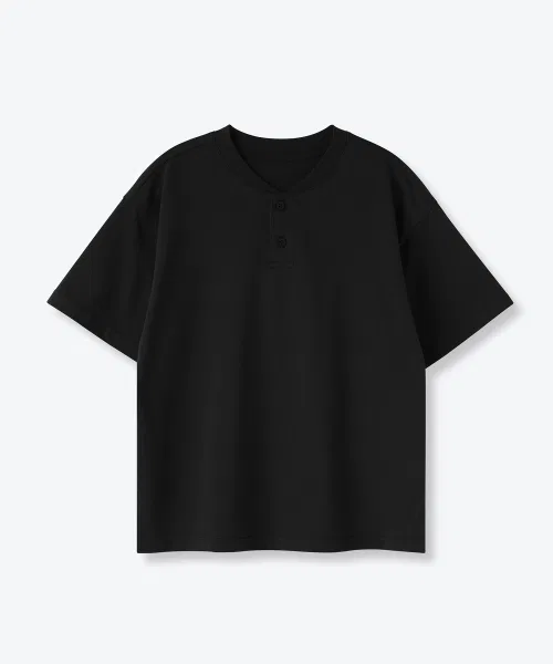 Унисекс футболка оверсайз с воротником MUSINSA STANDARD KIDS чёрный — фото 2