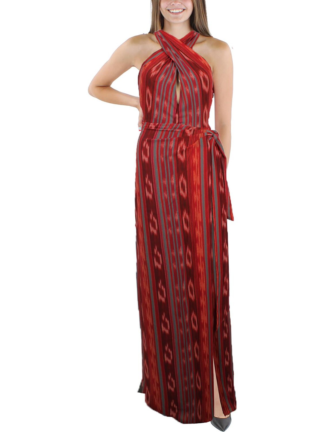 

Женское полосатое вечернее платье с бретельками на шее Lauren Ralph Lauren, цвет Fuchsia Orange