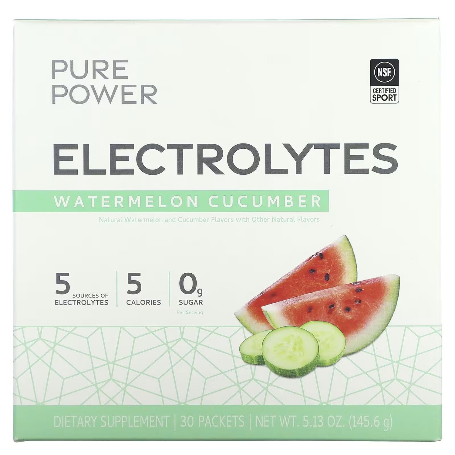 

Pure Power, Электролиты, арбуз и огурец, 30 пакетов, 5,13 унции (145,6 г) Dr. Mercola