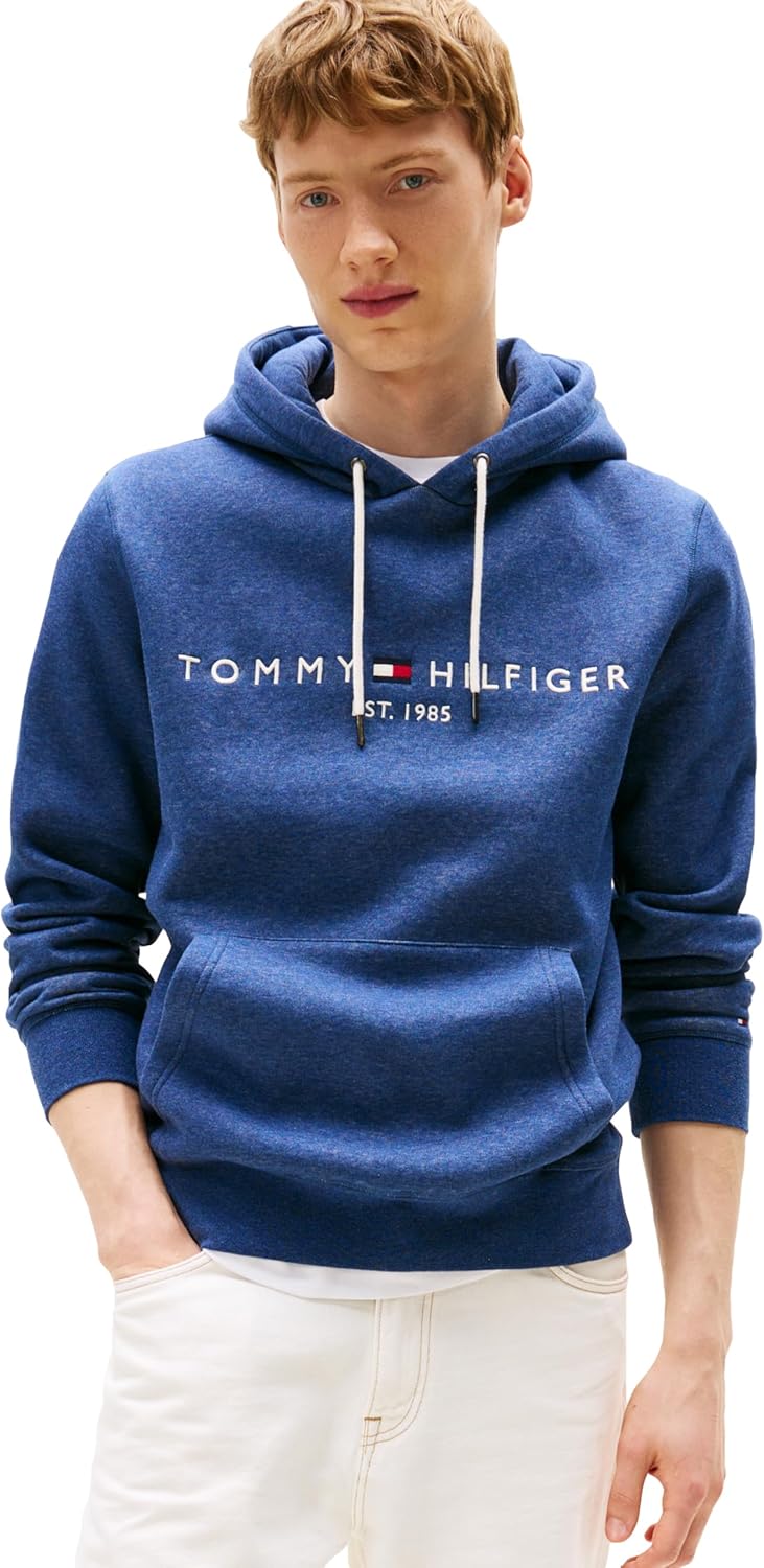 

Мужская флисовая толстовка Tommy Hilfiger средней плотности с вышитым логотипом, также доступна в размерах для больших и высоких размеров, Aegean Sea Heather