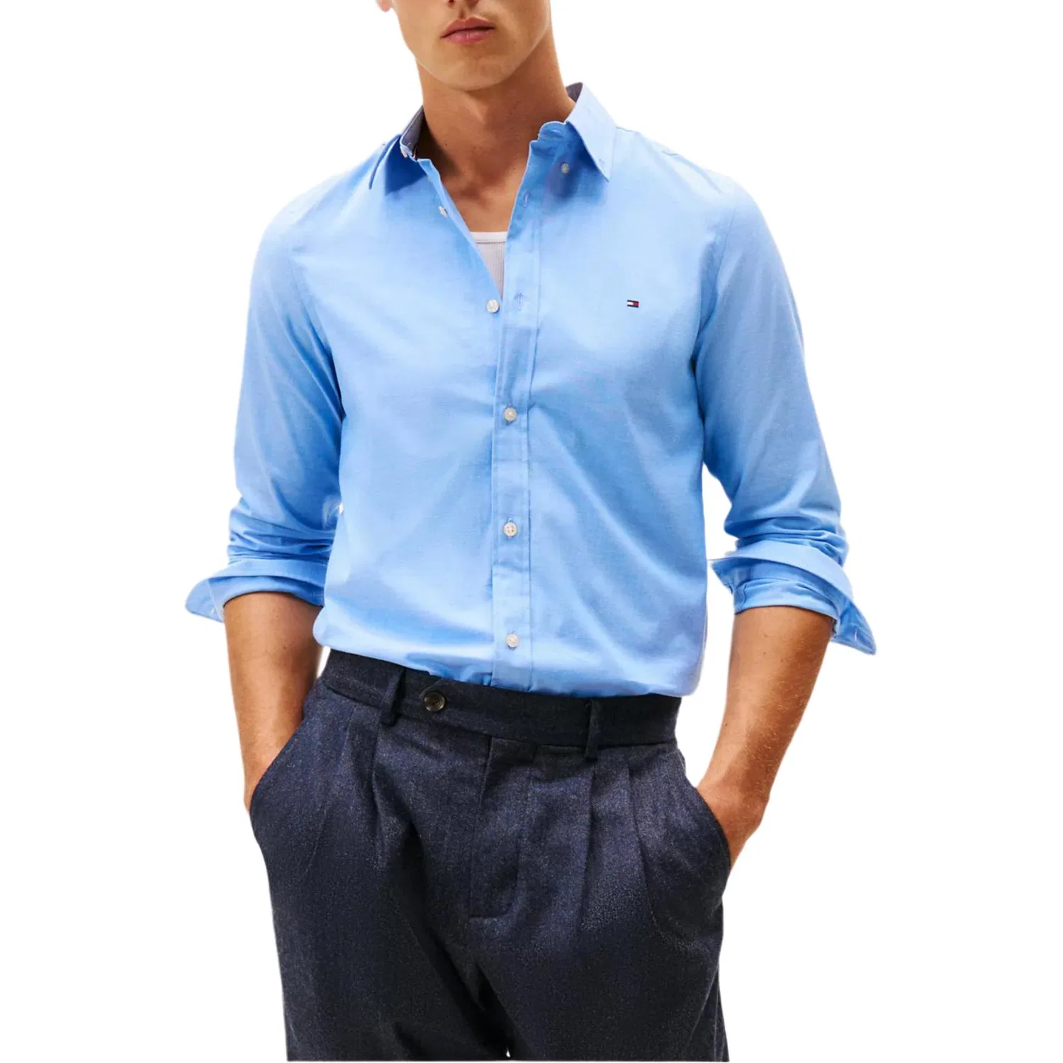 Рубашка мужская Romantic Blue, отложной воротник, умеренная посадка Tommy Hilfiger — фото 4