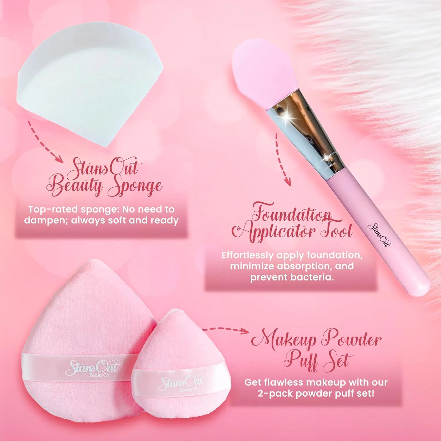 Набор кистей для макияжа StansOut Ultimate Complexion Bundle, 3 предмета, белый Stansout Beauty Company — фото 3