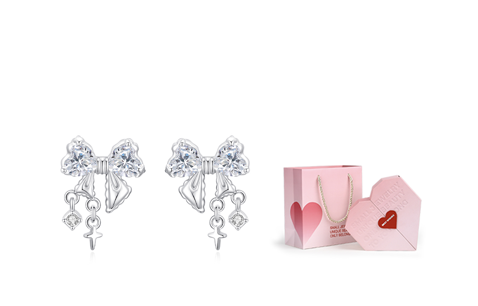

Серьги-гвоздики из сплава для женщин MISS TOOYA, Bowknot Stud Earrings+Valentine'S Day Box