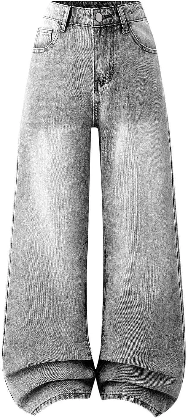 

Девчачьи широкие джинсы с высокой талией