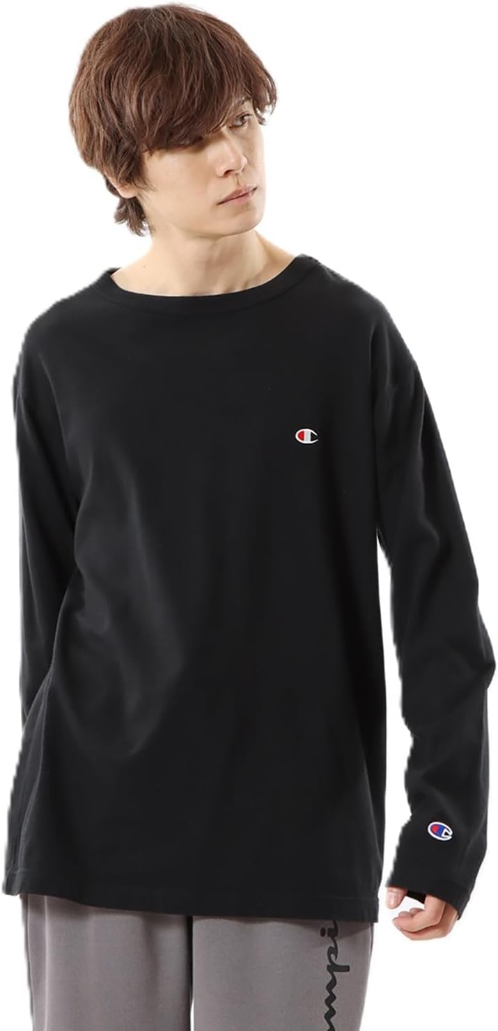 

Мужская базовая футболка с длинным рукавом Champion C3-P401Z, длинный рукав, круглый вырез, 100% хлопок, вышивка логотипа в одну точку, футболка с длинным рукавом, мужская базовая модель, черный