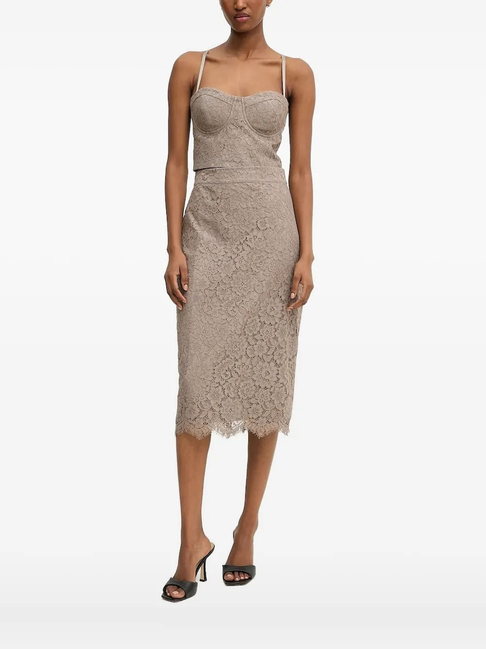 

Кружевной корсетный верх GUESS USA, коричневый