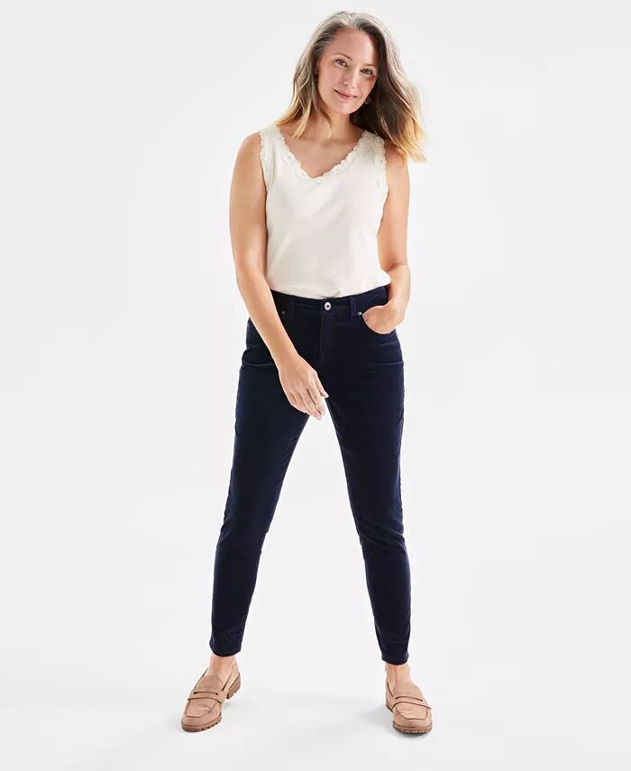 

Женские вельветовые брюки-скинни со средней посадкой Style & Co Curvy Macy's, синий