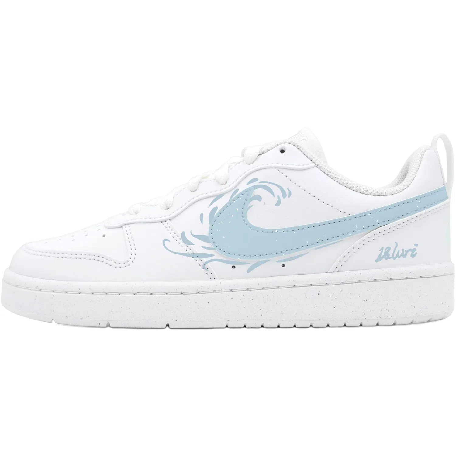 Кроссовки для скейтбординга Court Borough Island Wave BOX Ink White Leather Low top Kids', бело-синие, для подростков Nike, White/Blue — фото 3