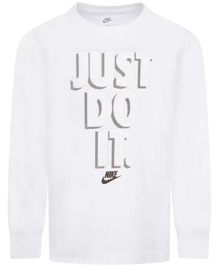 

Футболка Just Do It с длинными рукавами для маленьких мальчиков с графическим рисунком Nike, серый